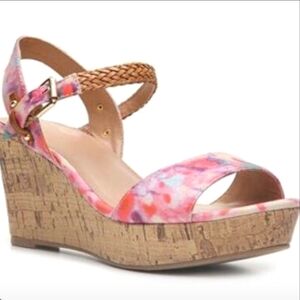 MIX NO. 6 ✦ Zessi Floral Wedge Sandals ✦ Watercolor Braided Ankle Strap Size 8